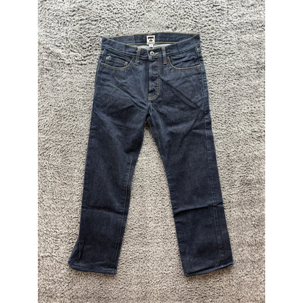Tellason Mid Rise‎ Slim Straight Selvedge Cotton Jeans Black Mens Size 29
